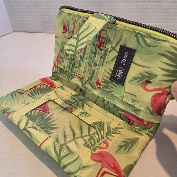 Lug Flamingo Lime Tram 2 RFID Wallet Tropical Flamingos QVC - Picture 2 of 6